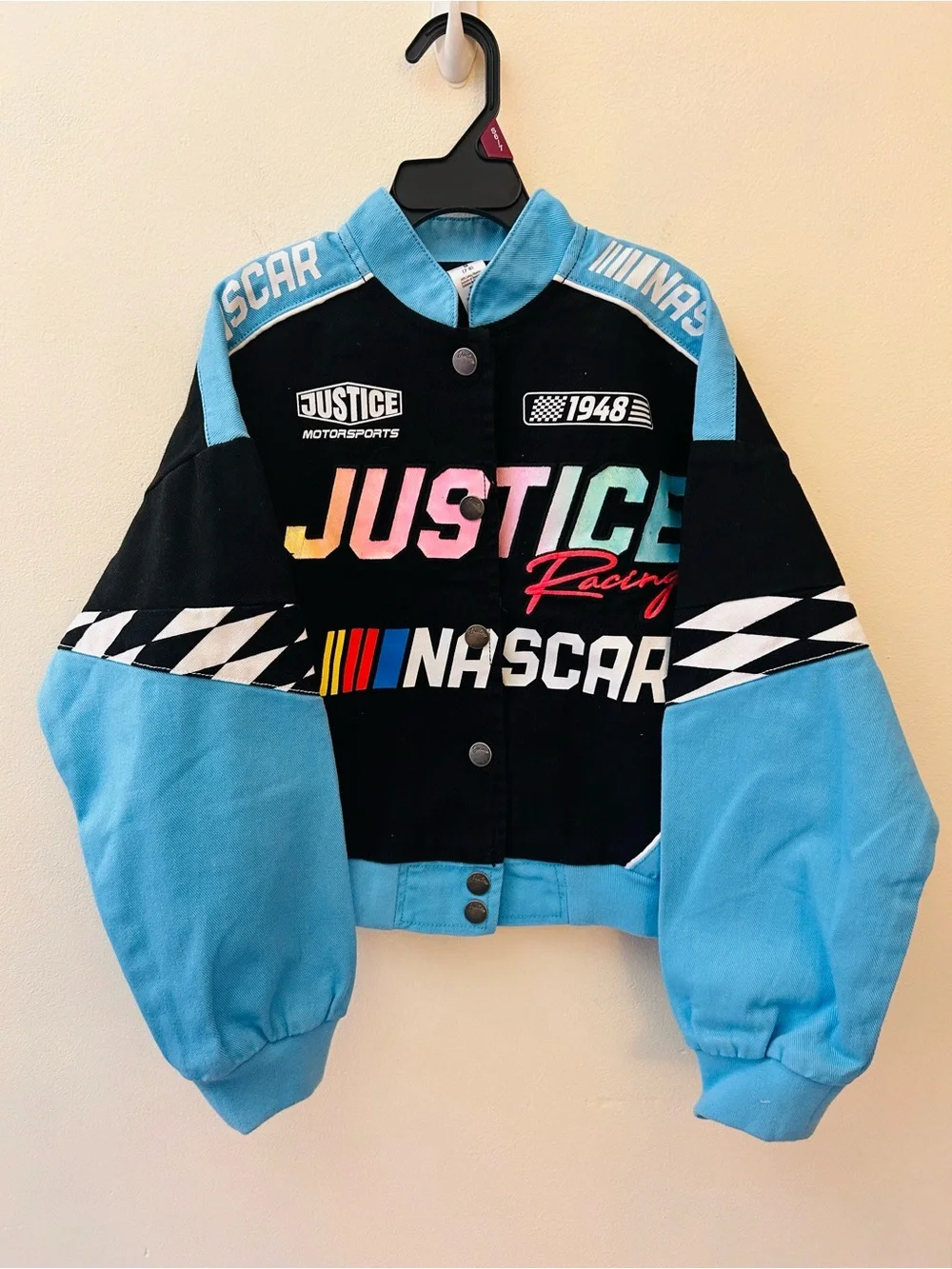 Justice x NASCAR racing bomber jacket size Small